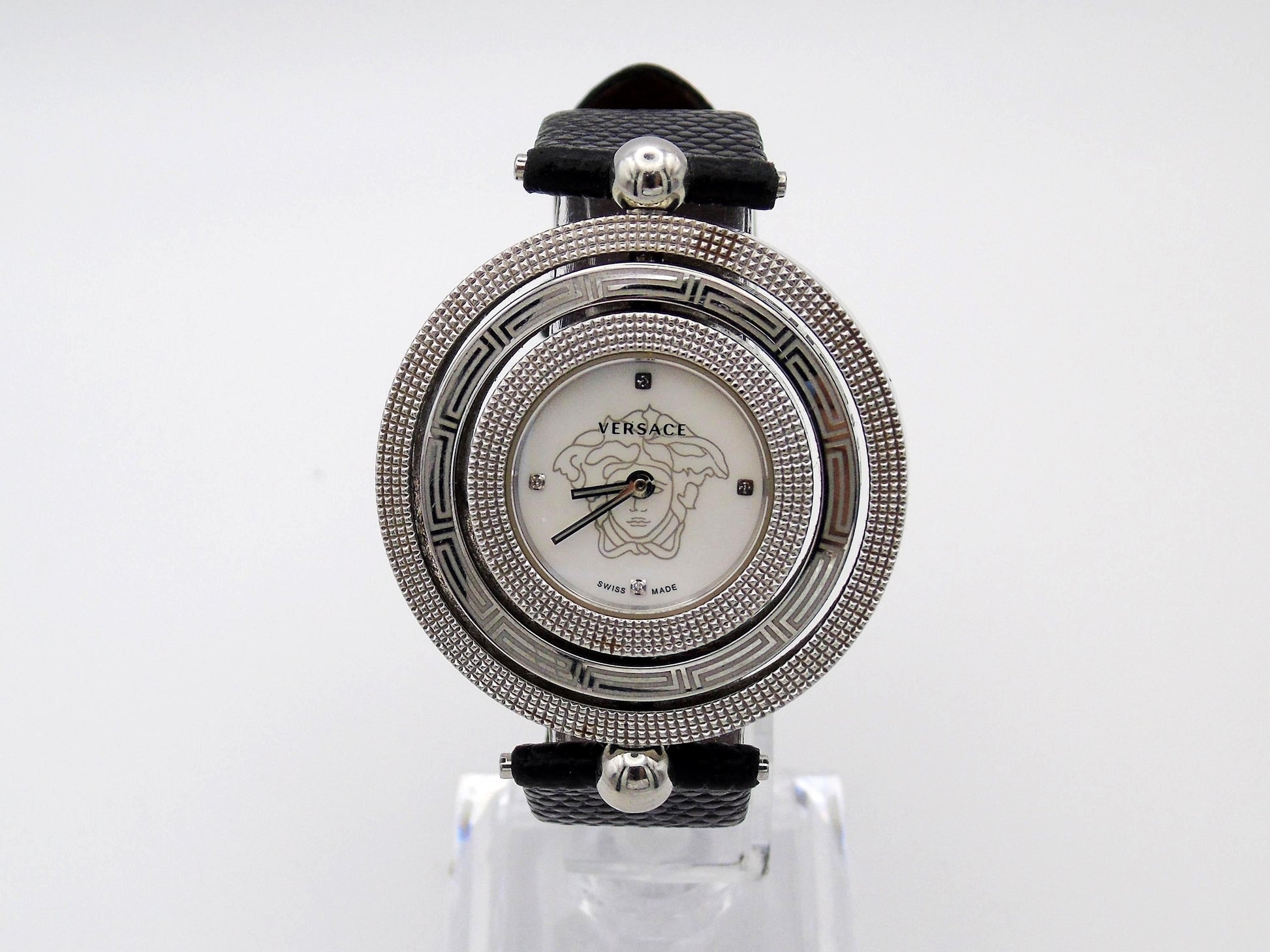 Versace EON Watch Mother of Pearl Medusa Dial - Designer Silver Tone Wristwatch  Bracelet - Gems Forgotten 