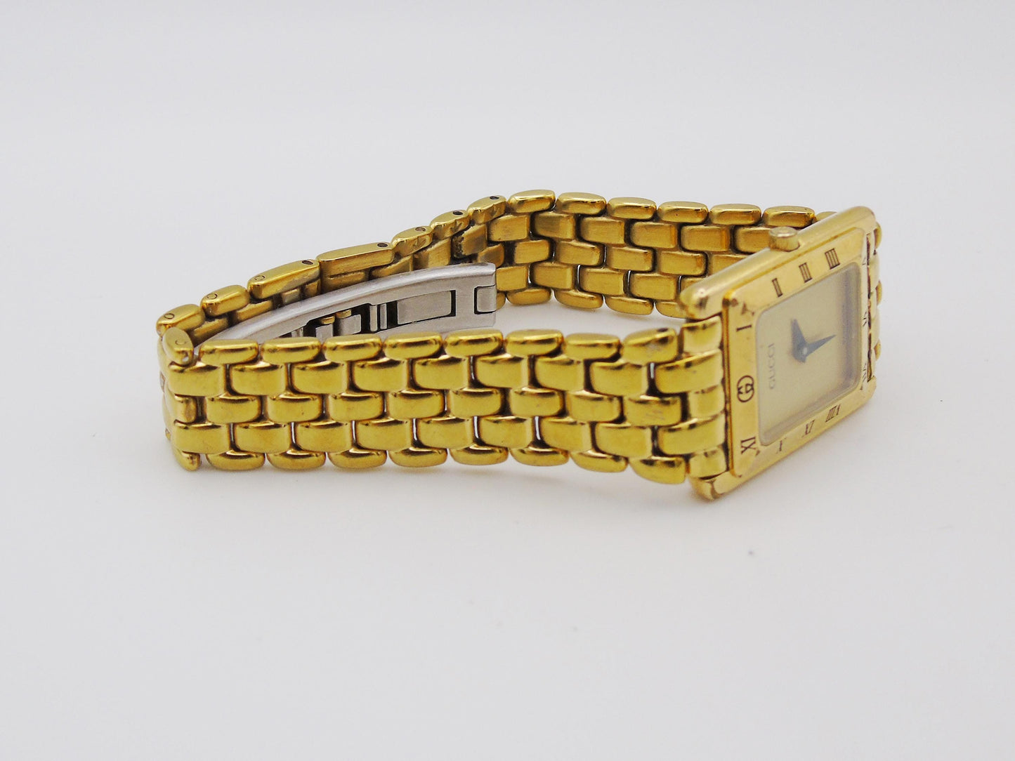 Gucci 4200L Ladies Gold Tank Watch – Rare Gold Dial, New Battery, Working Elegant - Gems Forgotten 