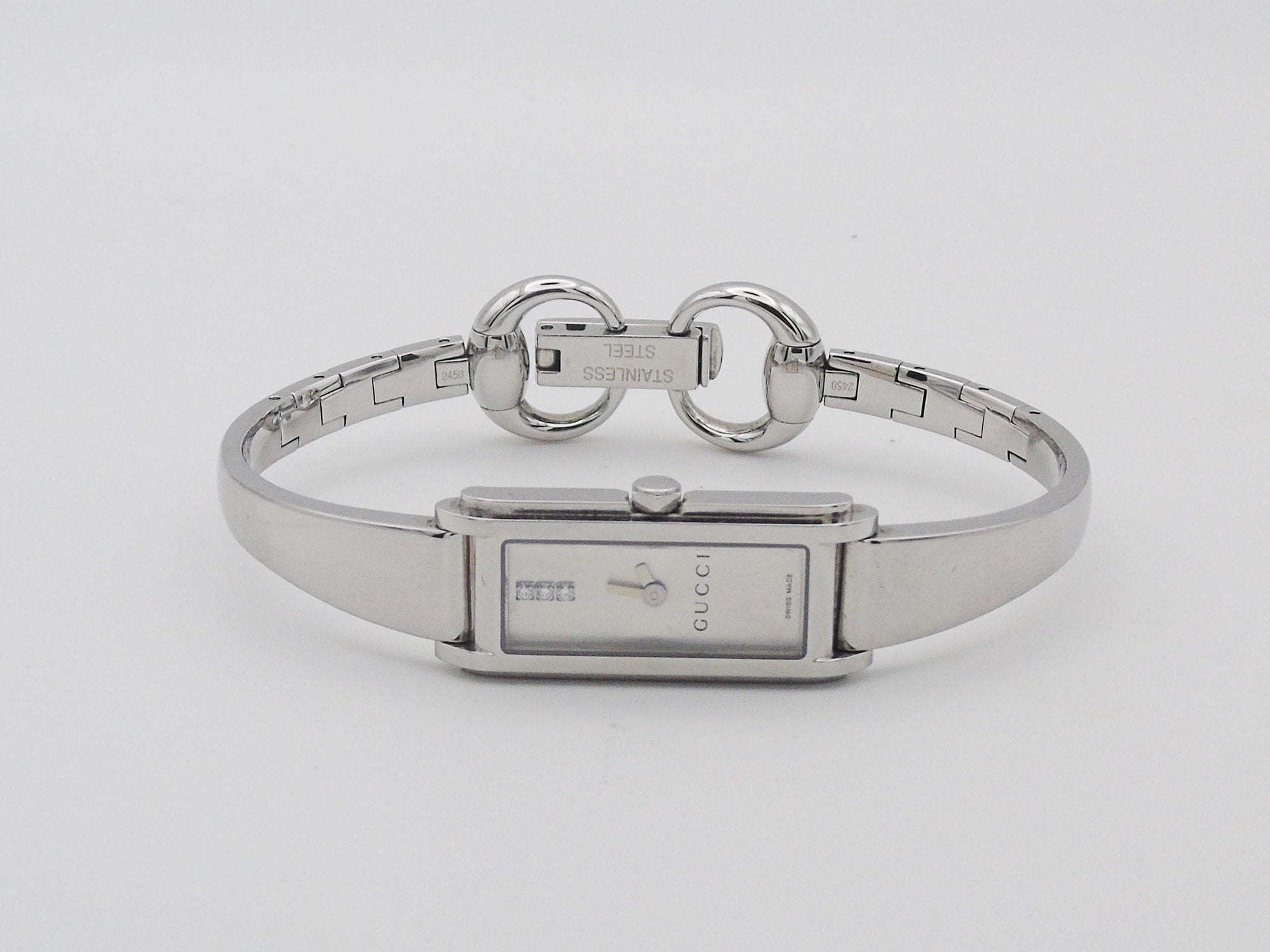 Gucci Ladies Silver Tone  Watch – Stunning Gucci 1500L Model with Tank Watch Diamond Steel - Gems Forgotten 