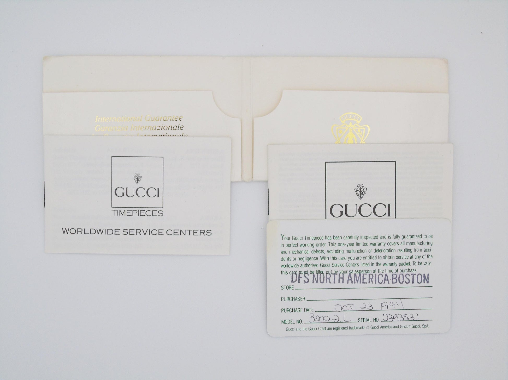 Gucci 3300L Gold-Plated Watch – With Box& Authenticity Card Green Dial - Gems Forgotten 