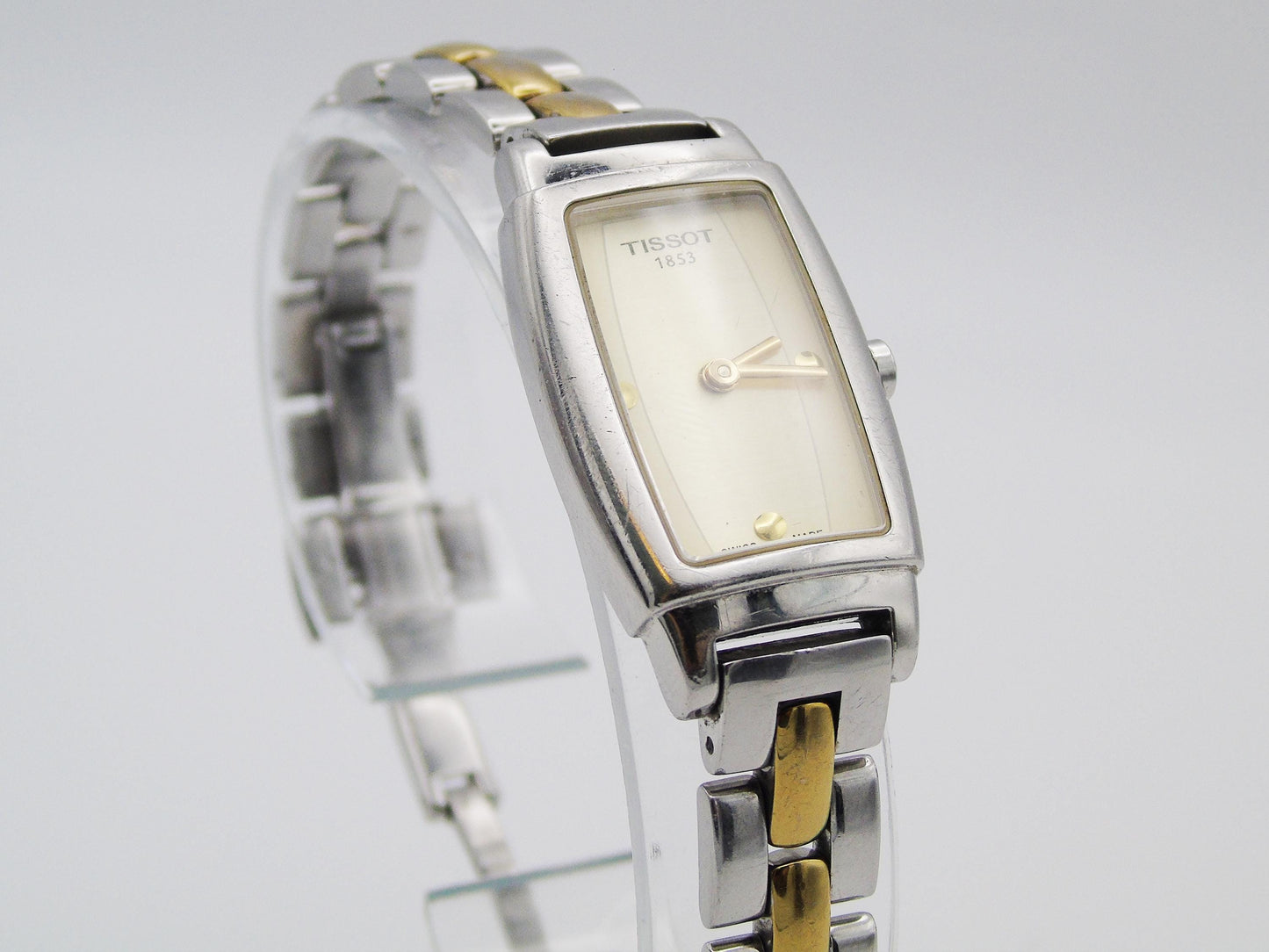 Vintage Tissot Ladies Watch Two Tone Gold and Silver Tone Quartz Swiss Tank Watch