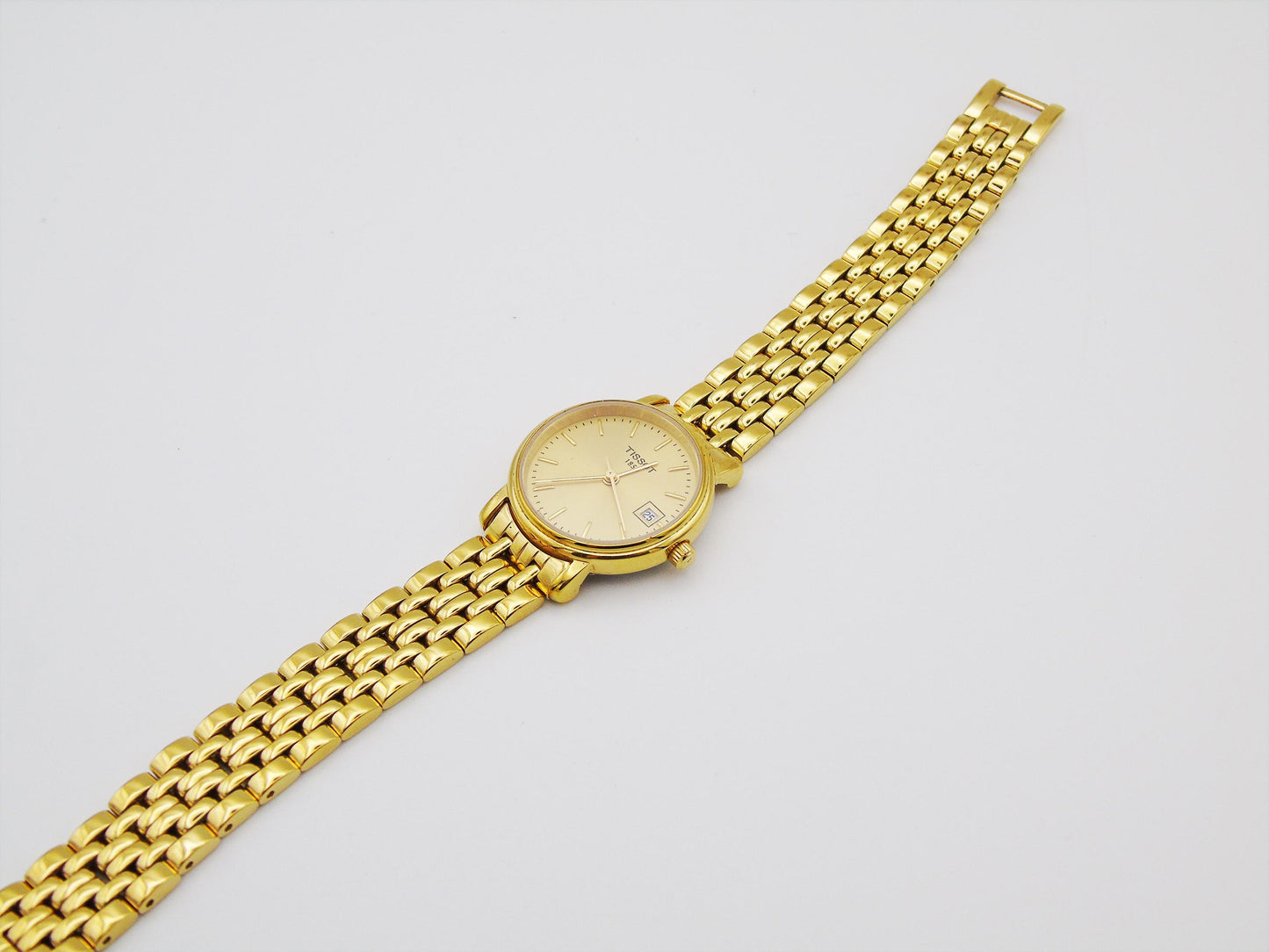 Tissot Ladies Gold Watch Date function  Swiss Quartz Watch Small Wrist Elegant gold Plated