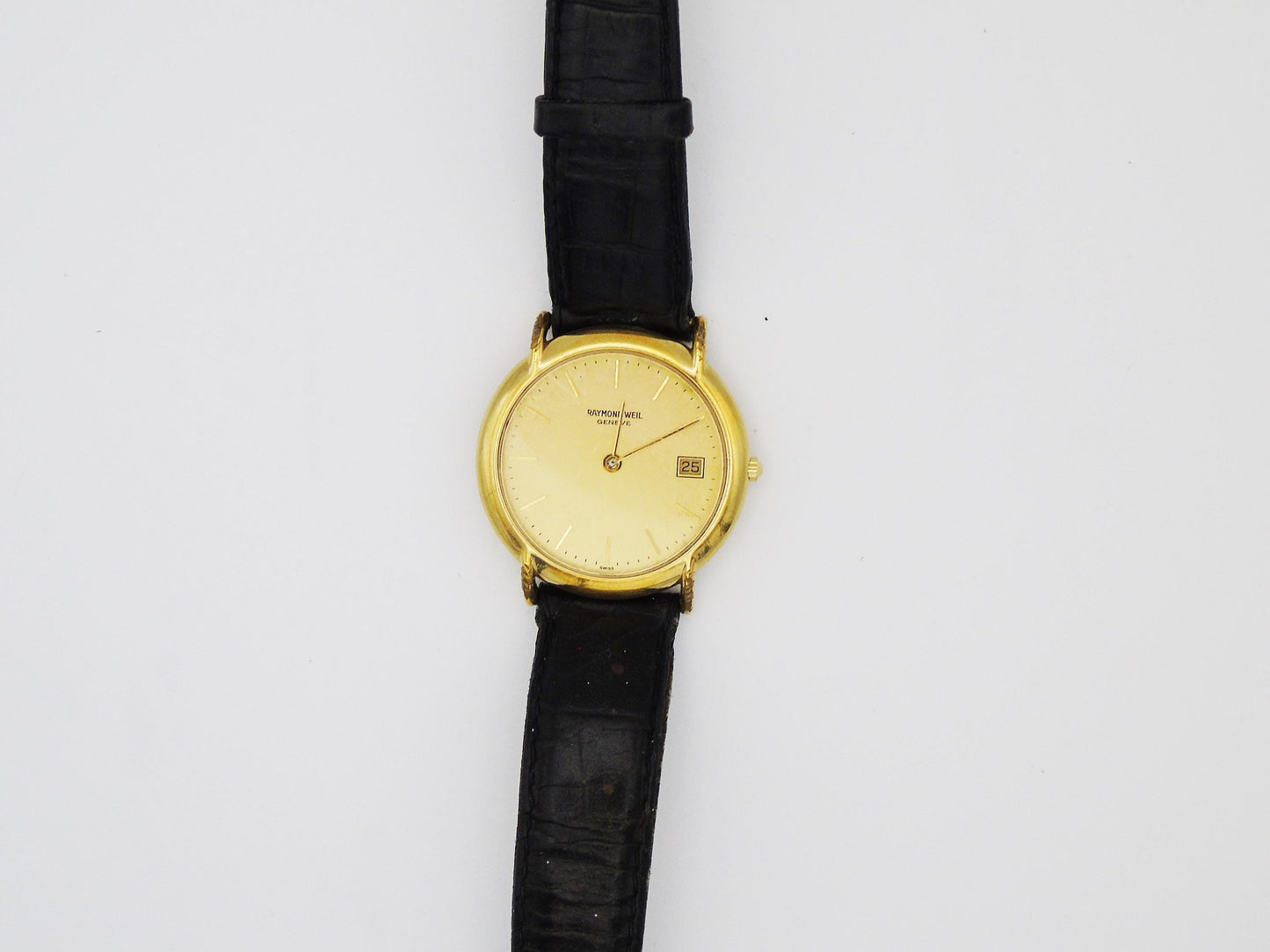 Vintage Raymond Weil Mens watch Date Function Quartz Gold Wristwatch