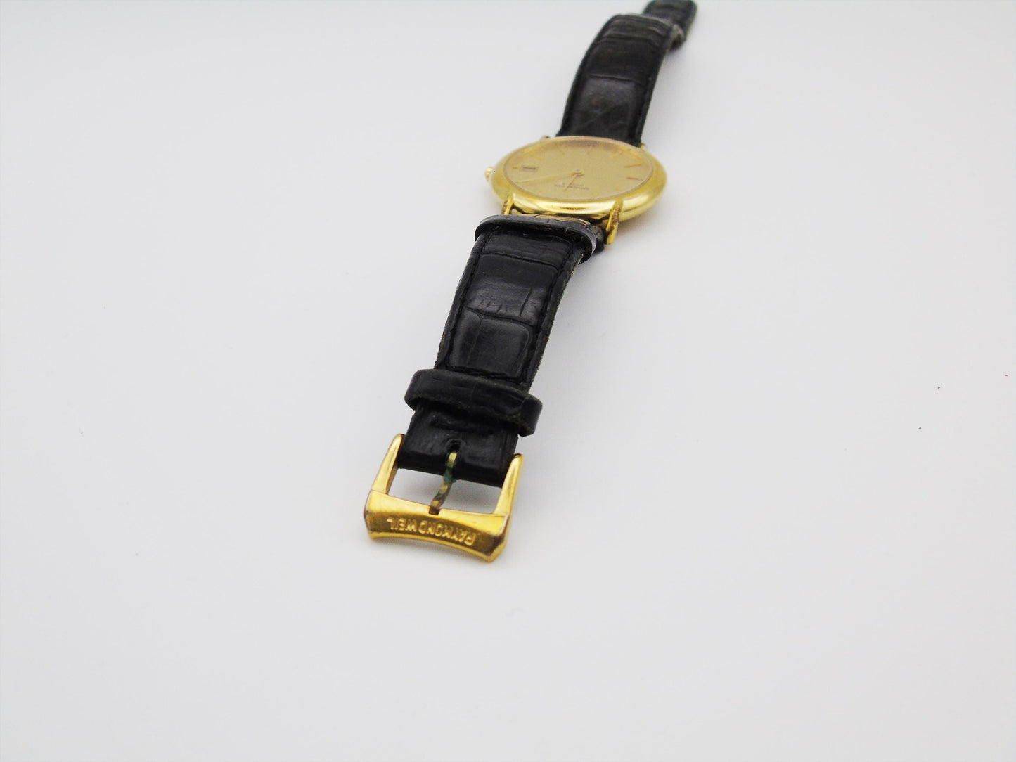 Vintage Raymond Weil Mens watch Date Function Quartz Gold Wristwatch