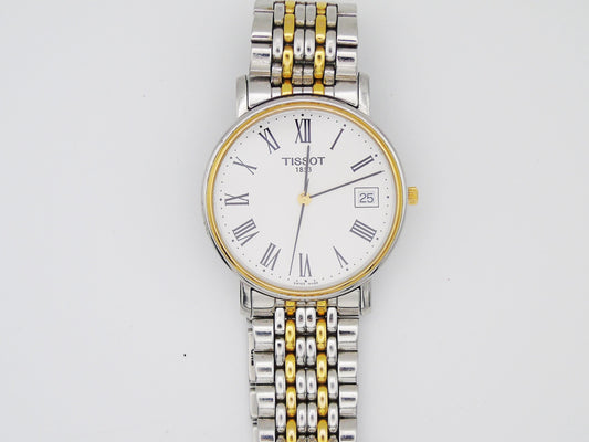 Mens Tissot Watch Two Tone Swiss Gold and Silver Gents Wristwatch Unique Gift for Him