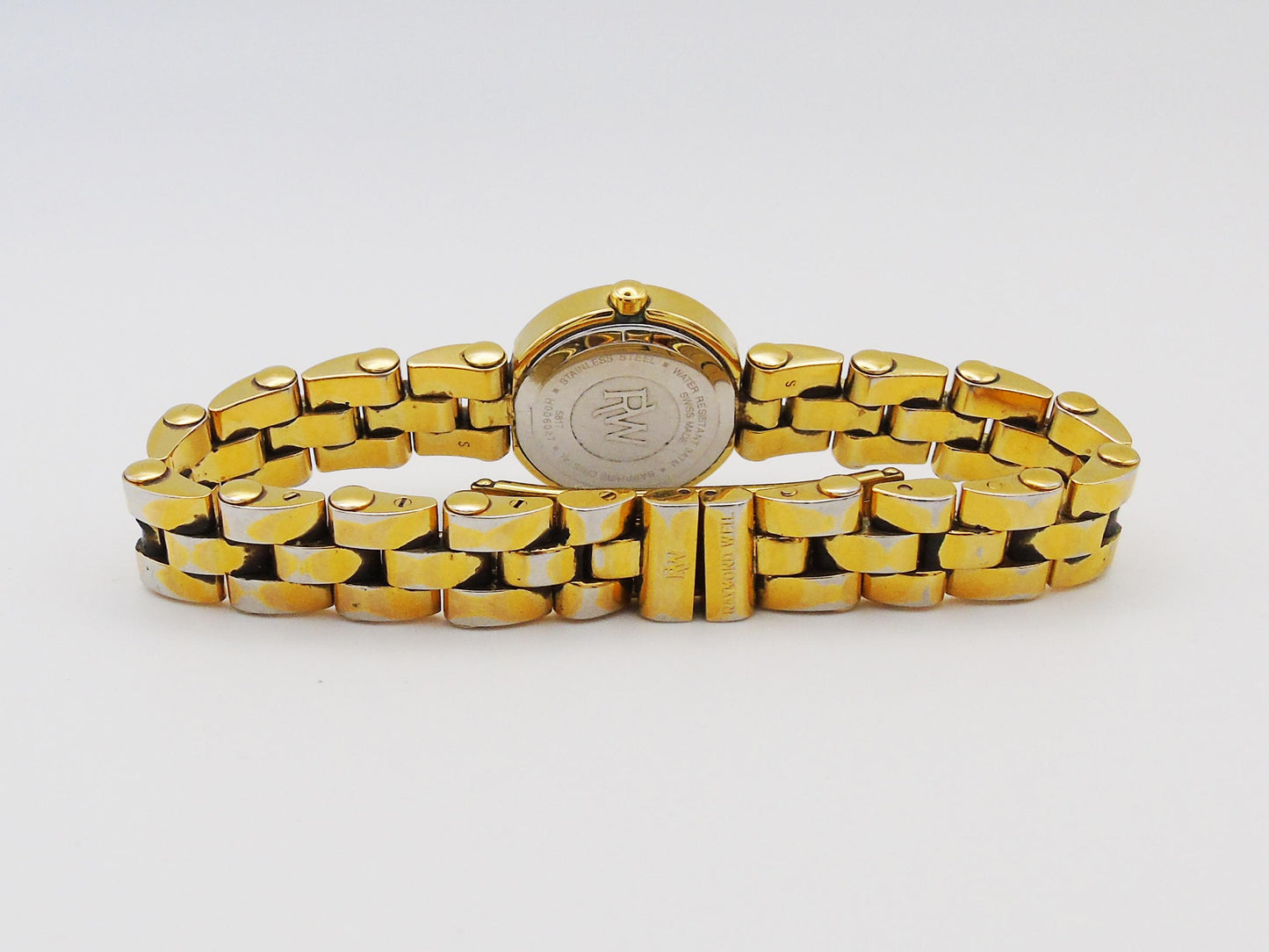 Raymond Weil Gold-Plated Watch – Swiss Quartz, Diamond Hour Markers, 16cm Bracelet, Box & Papers, Vintage Elegance