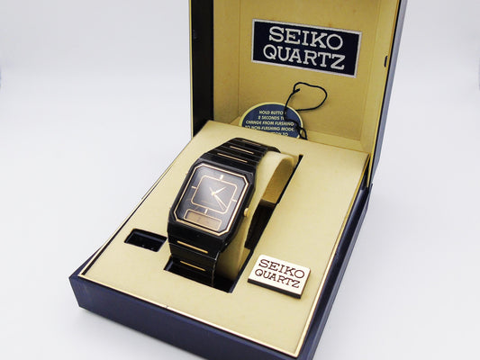 Working Vintage 1984 Seiko Chronograph Alarm Mens Watch Box and Papers