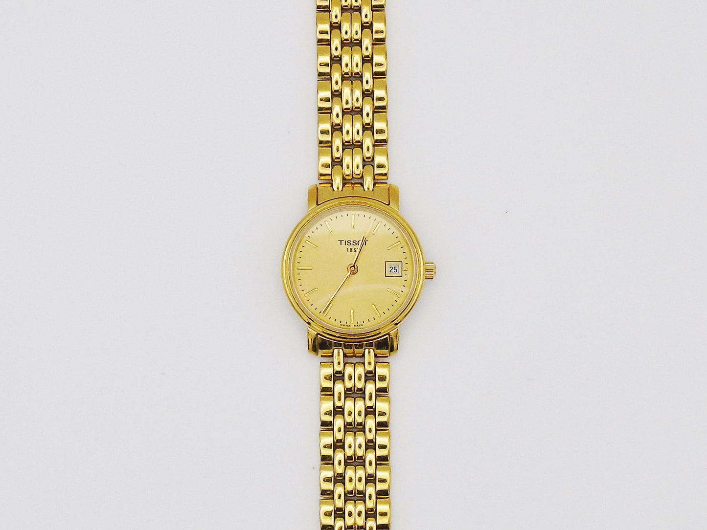 Tissot Ladies Gold Watch Date function  Swiss Quartz Watch Small Wrist Elegant gold Plated