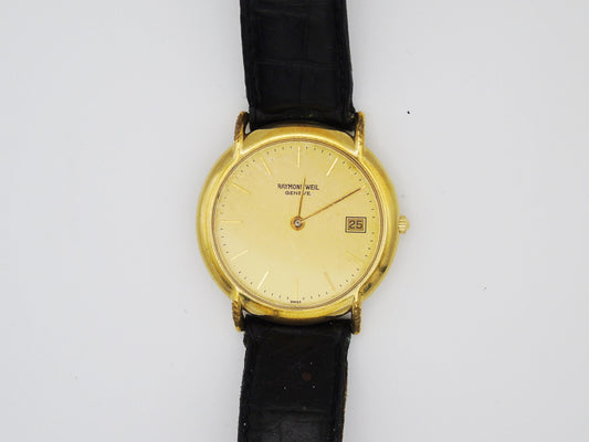 Vintage Raymond Weil Mens watch Date Function Quartz Gold Wristwatch