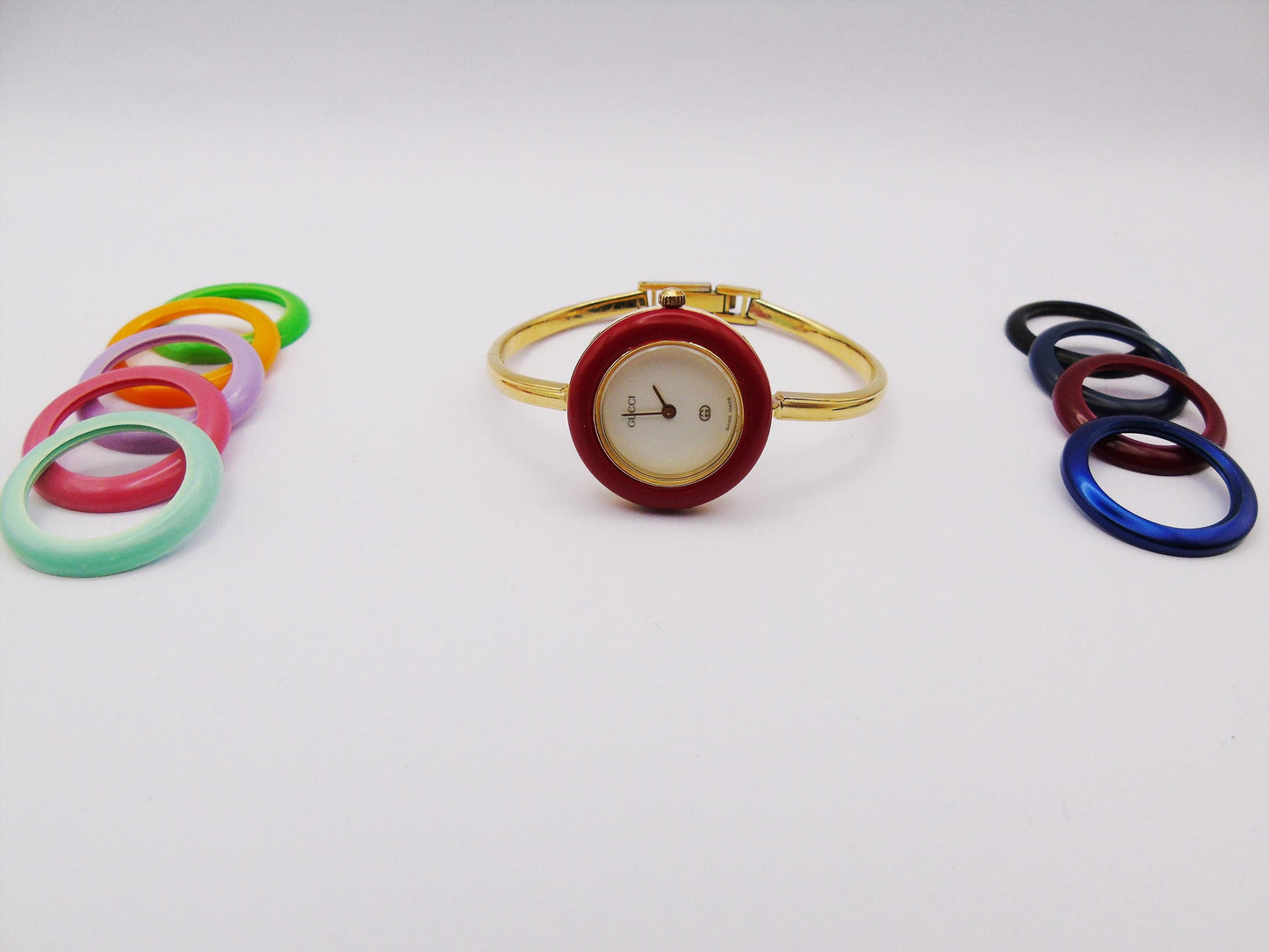 Working Gucci Bezel Watch - Elegant Gold Plated Wristwatch Trending Designer Jewellery - Gems Forgotten 