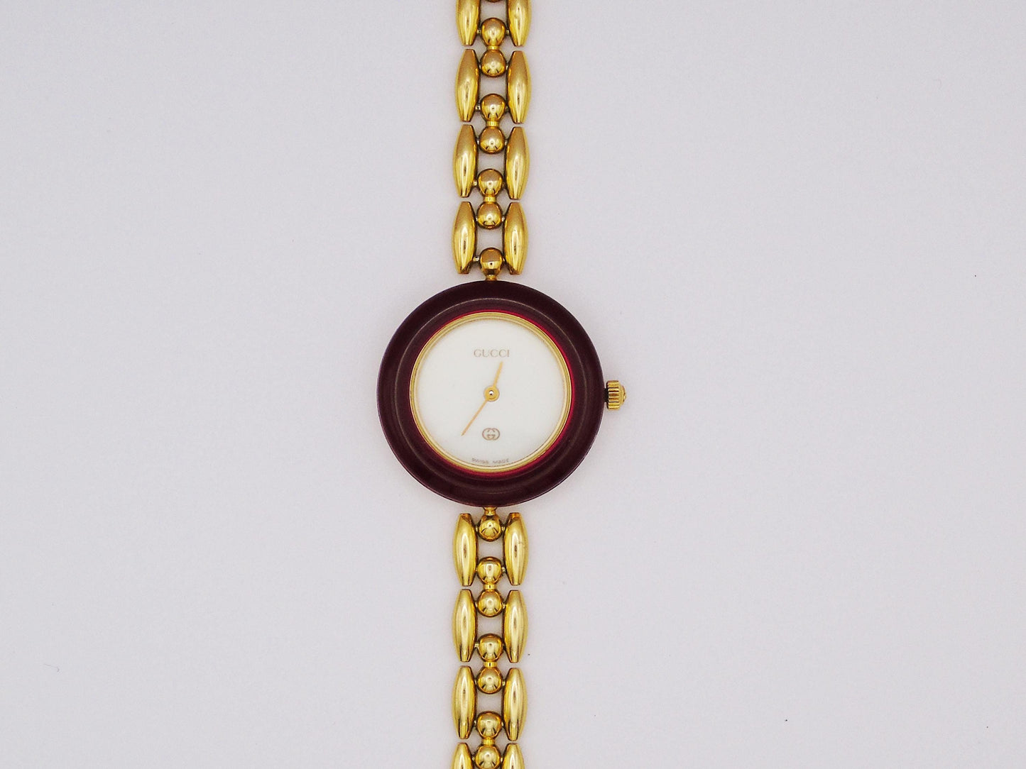 Vintage Gucci Bezel Watch 90s Ricelink Adjustable Gold Bracelet Wristwatch Elegant G68