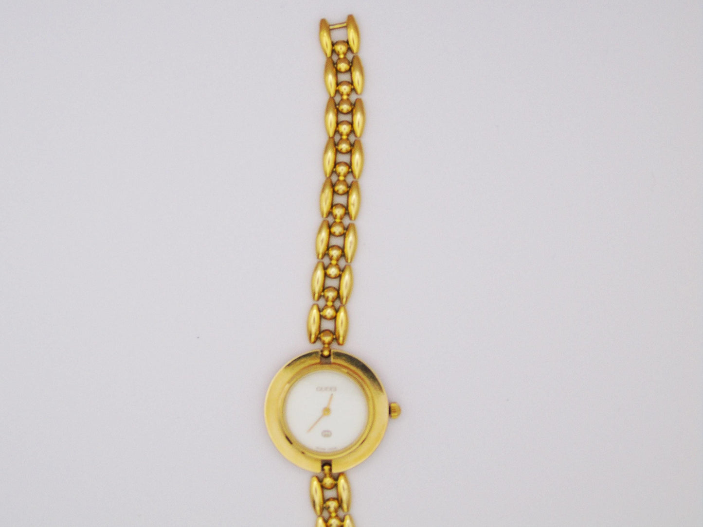 Vintage Gucci Bezel Watch 90s Ricelink Adjustable Gold Bracelet Wristwatch Elegant G68