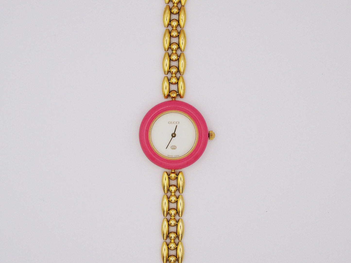 Vintage Gucci Bezel Watch 90s Ricelink Adjustable Gold Bracelet Wristwatch Elegant G68