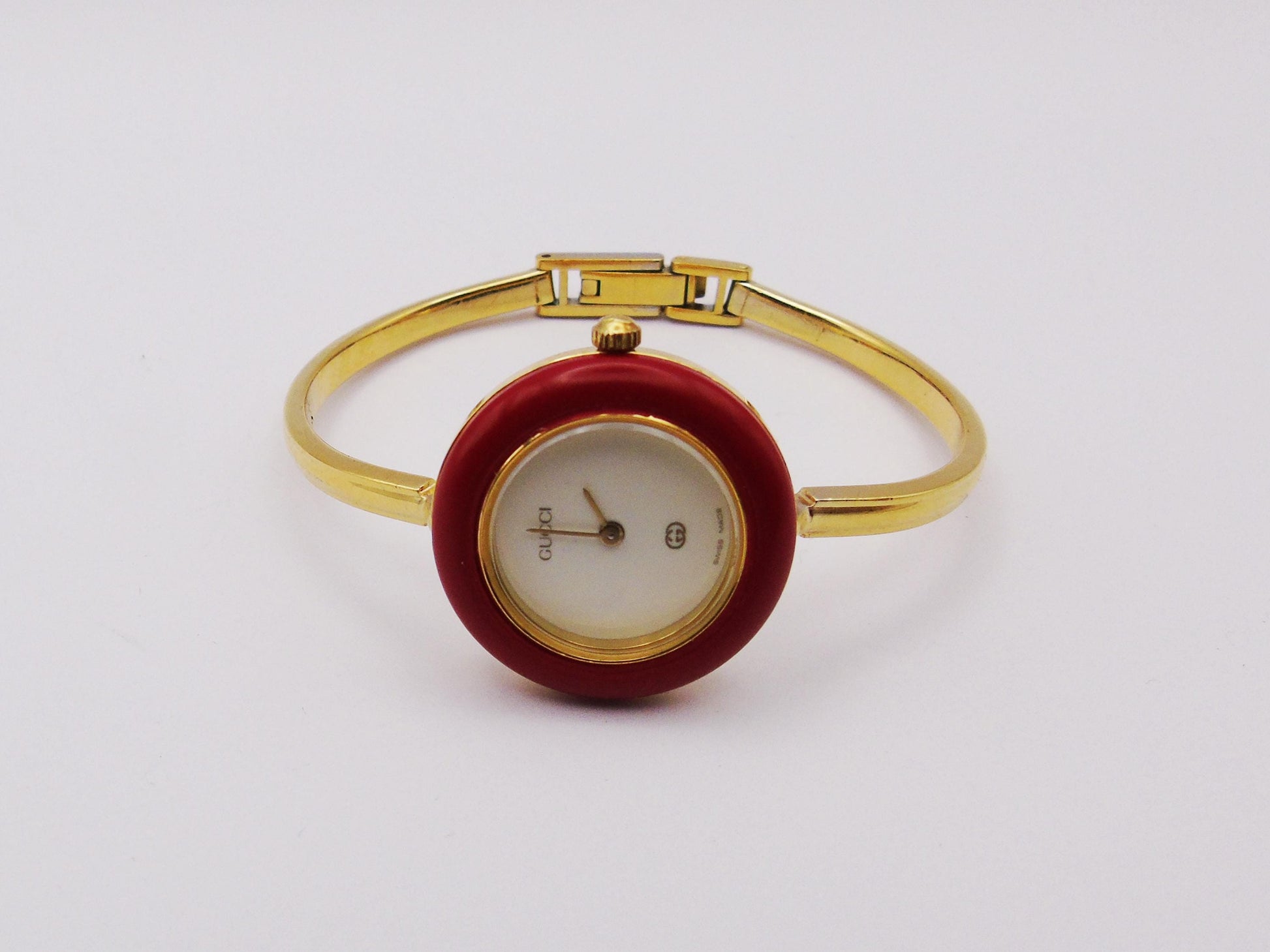 Working Gucci Bezel Watch - Elegant Gold Plated Wristwatch Trending Designer Jewellery - Gems Forgotten 