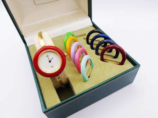 Working Gucci Bezel Watch - Elegant Gold Plated Wristwatch Trending Designer Jewellery - Gems Forgotten 