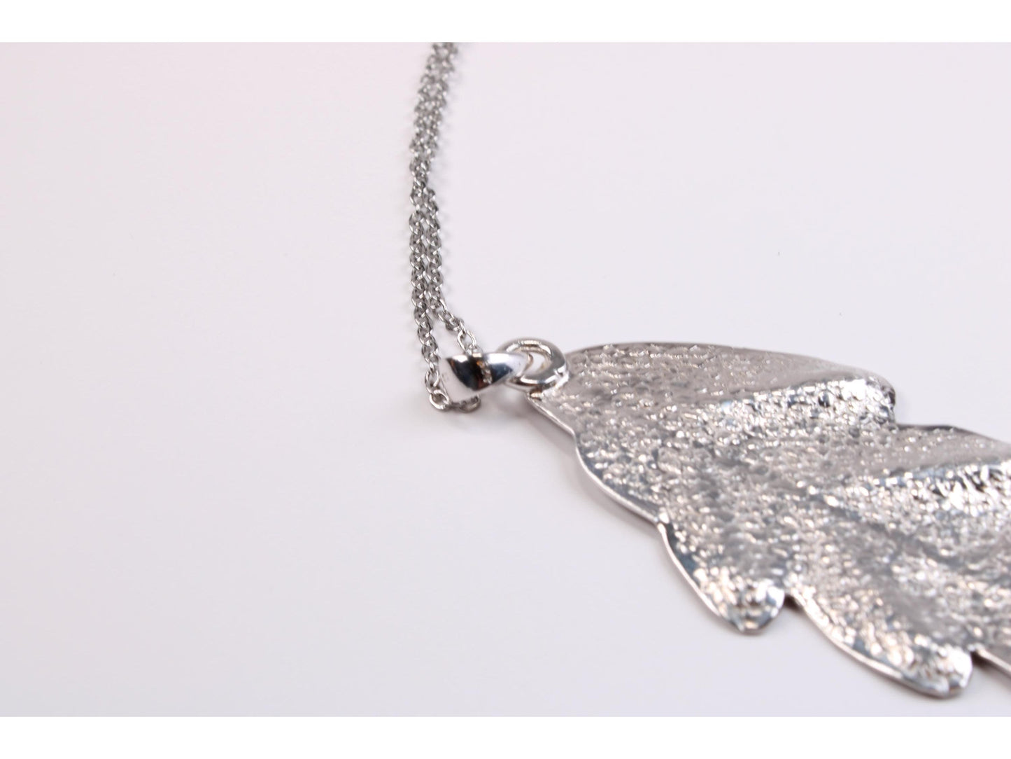 Vintage Sterling Silver Large Oak Leaf Pendant Necklace Hallmarked Jewellery - Gems Forgotten 