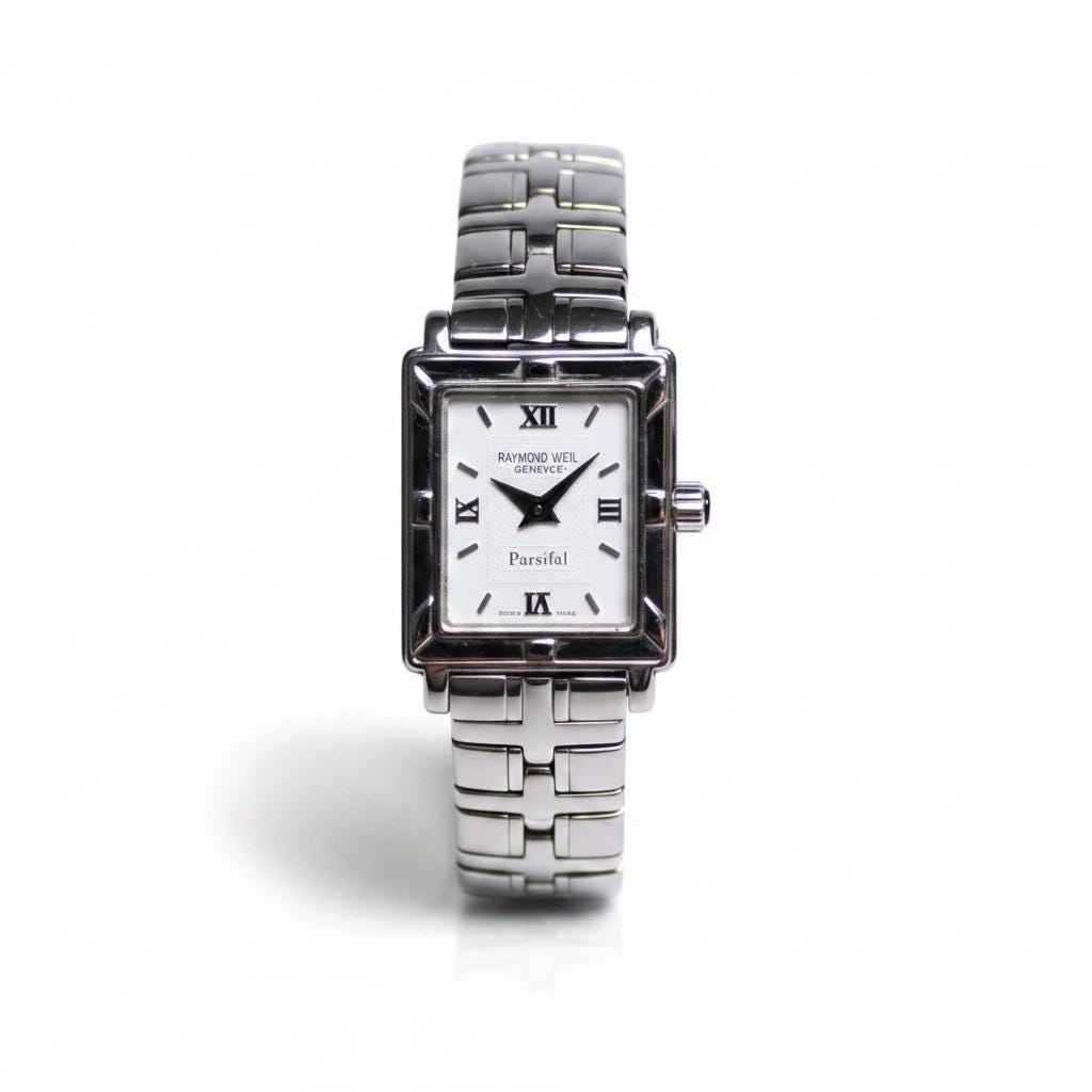 Vintage Raymond Weil Parsifal Ladies Tank Watch Silver Tone Swiss Quartz - Gems Forgotten 