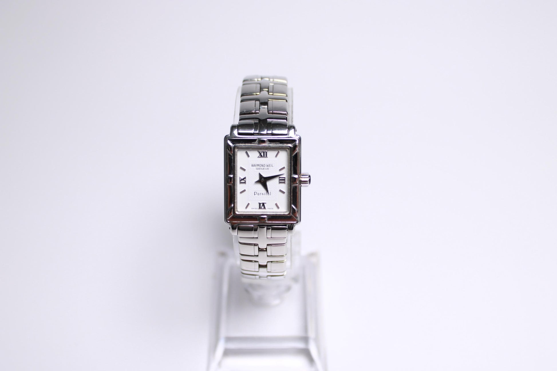 Vintage Raymond Weil Parsifal Ladies Tank Watch Silver Tone Swiss Quartz - Gems Forgotten 