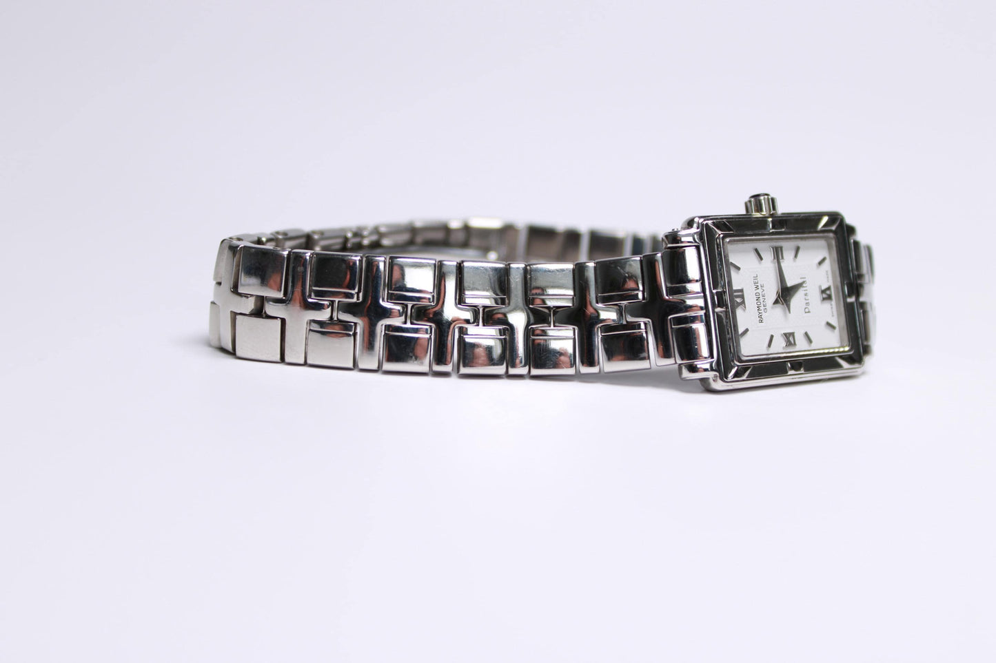 Vintage Raymond Weil Parsifal Ladies Tank Watch Silver Tone Swiss Quartz - Gems Forgotten 