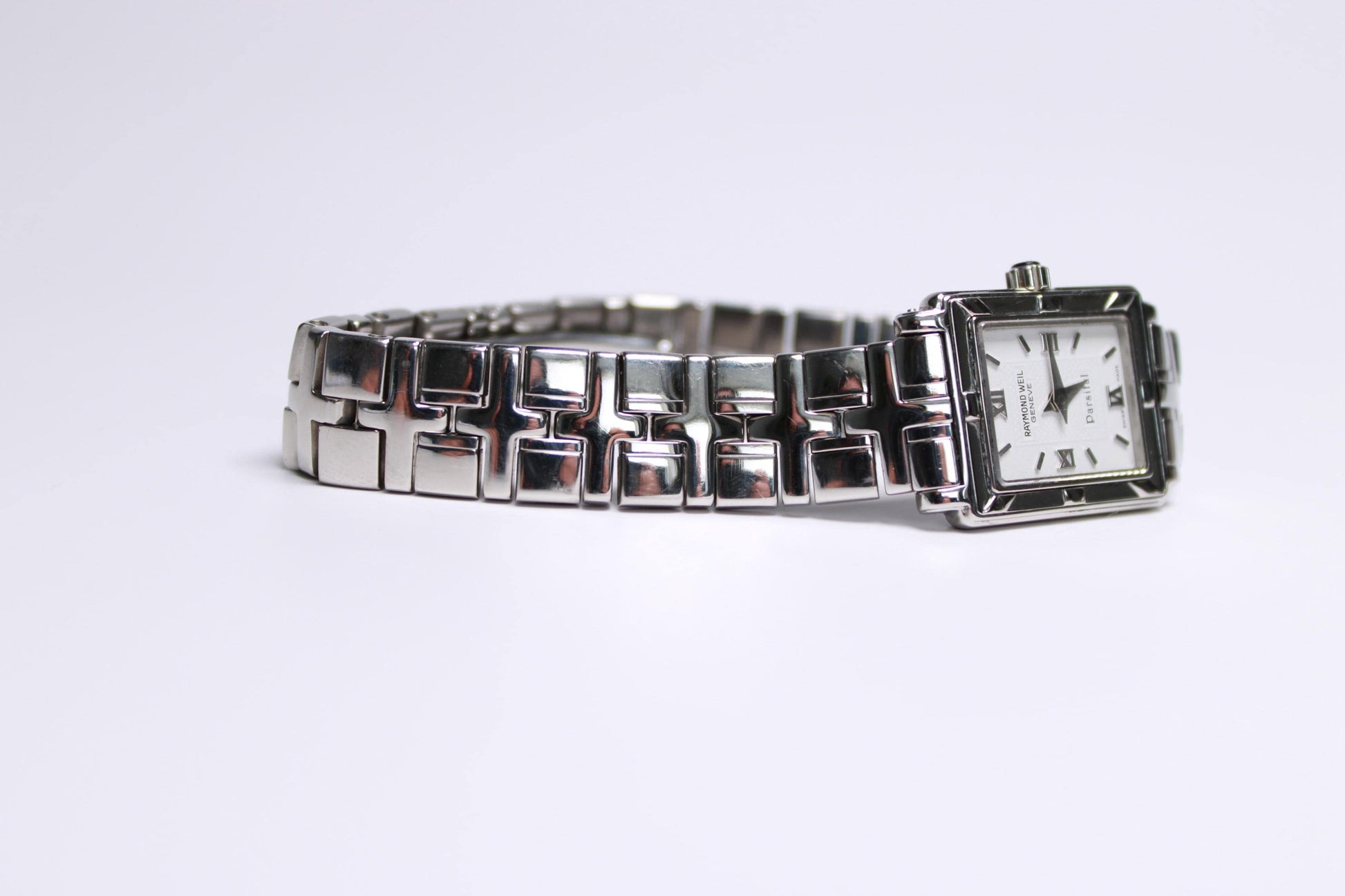 Vintage Raymond Weil Parsifal Ladies Tank Watch Silver Tone Swiss Quartz - Gems Forgotten 