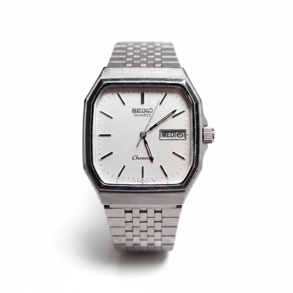 Vintage Seiko Chronos Mens Watch Quartz Day Date Function Japanese Wristwatch - Gems Forgotten 