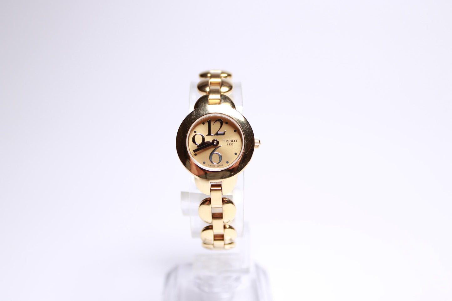 Vintage Tissot Classic Watch -Follie Follie, Gold Plated with Gold Dial Swiss Ladies Quartz Wristwatch - Gems Forgotten 