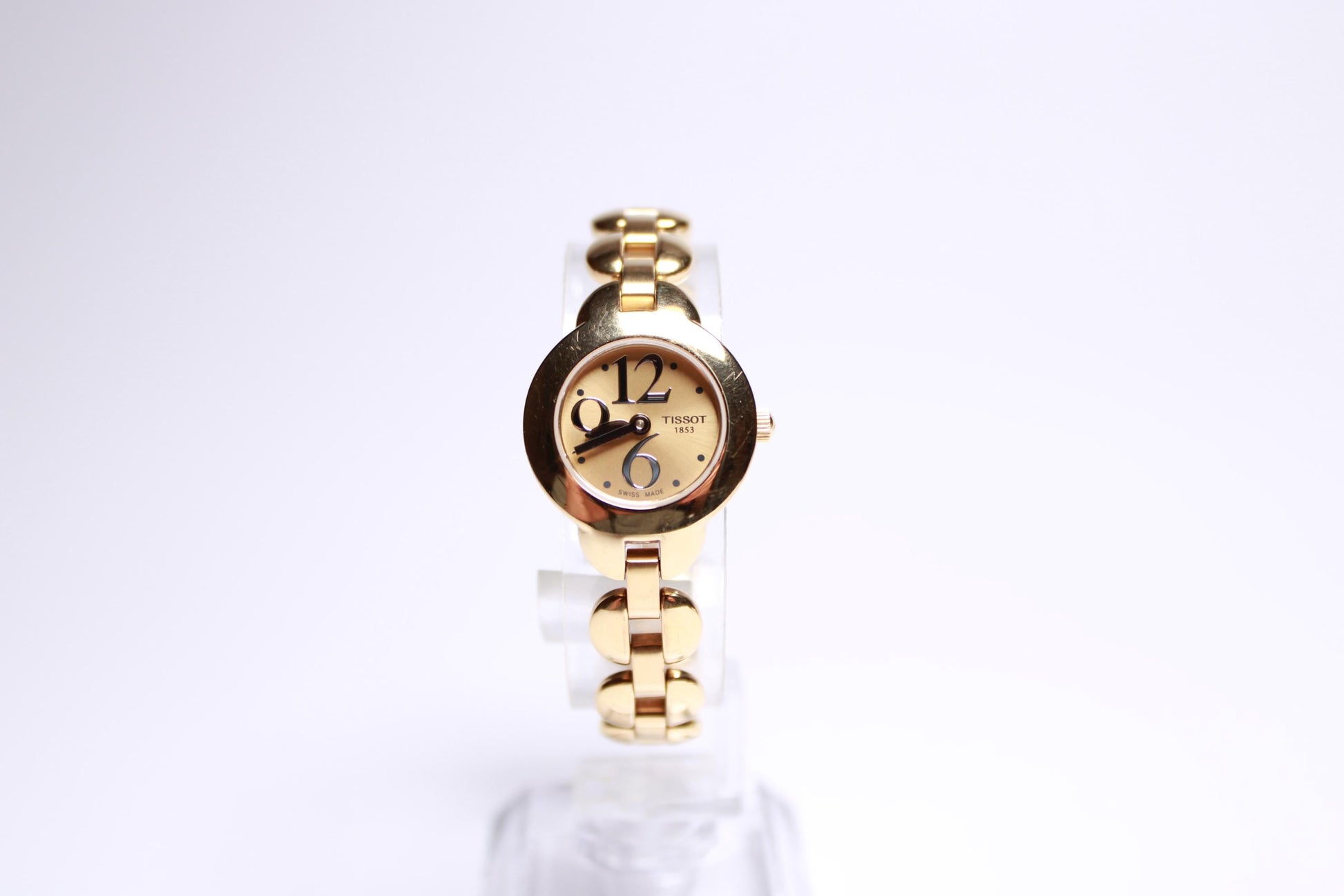 Vintage Tissot Classic Watch -Follie Follie, Gold Plated with Gold Dial Swiss Ladies Quartz Wristwatch - Gems Forgotten 