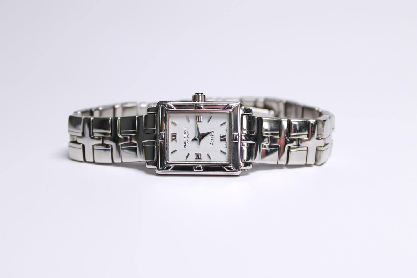 Vintage Raymond Weil Parsifal Ladies Tank Watch Silver Tone Swiss Quartz - Gems Forgotten 