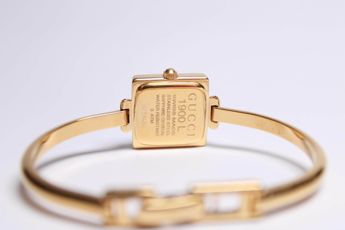 Vintage Gucci 1900L Watch with Box and Papers Gold Plated Swiss Ladies Quartz Wristwatch - Gems Forgotten 