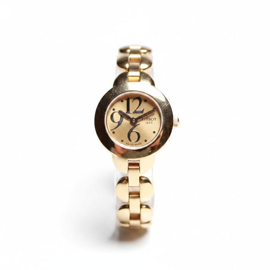 Vintage Tissot Classic Watch -Follie Follie, Gold Plated with Gold Dial Swiss Ladies Quartz Wristwatch - Gems Forgotten 